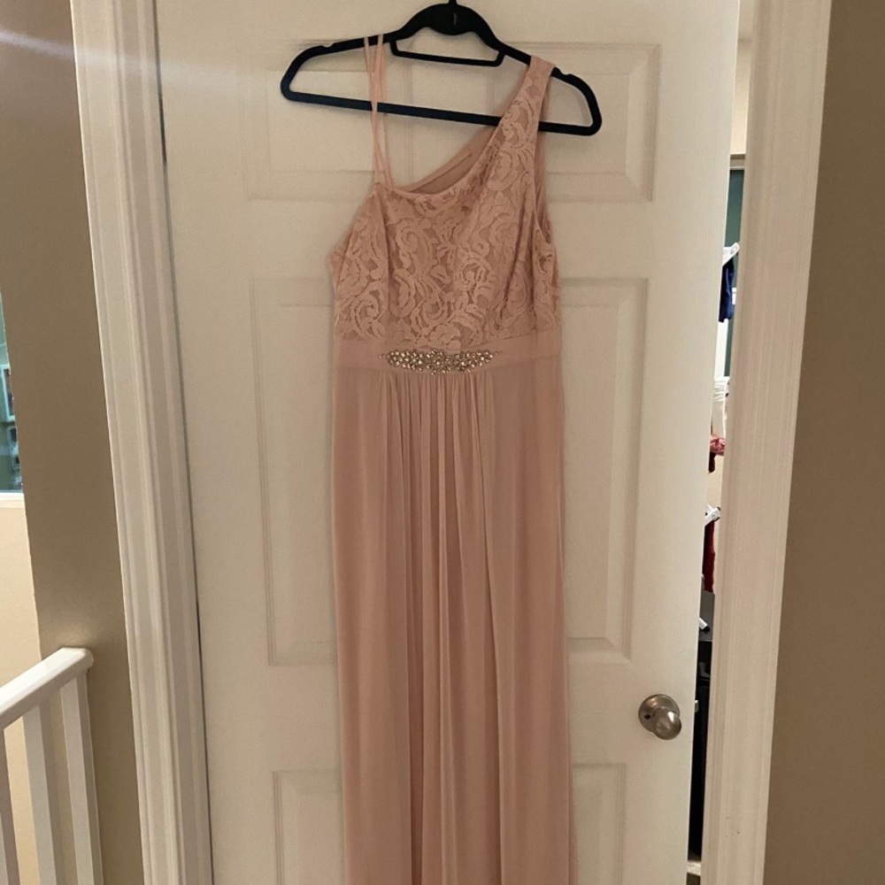 Floor length blush formal dress